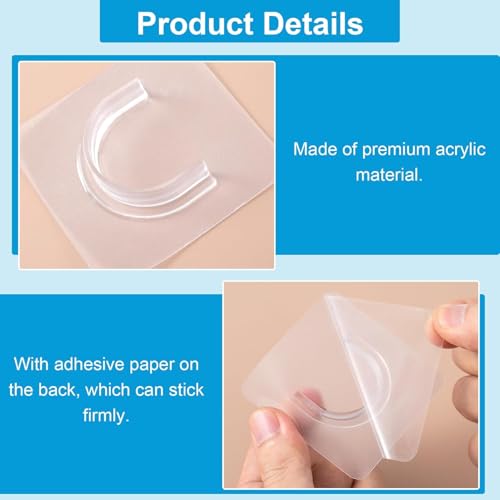 REWOP Adhesive Wall Hooks for Heavy Items Stainless Steel, PVC, ABS Nail Free Seamless Adhesive Non-Trace No Drilling Installation Hanging, Waterproof Screws Wall Hook (U Shape Hooks, 10) - Image 5