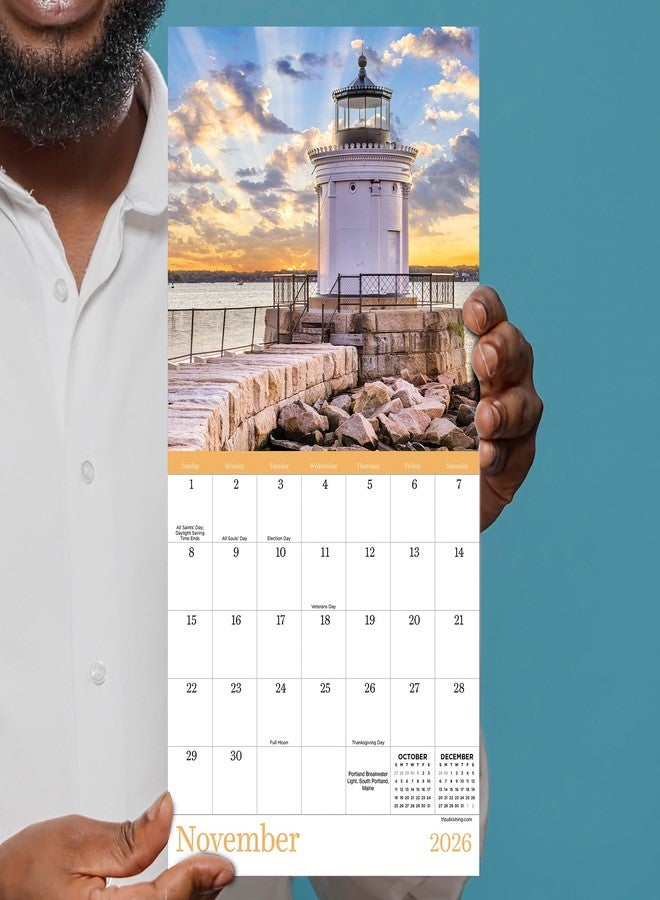TF Publishing 2026 Lighthouses Mini Calendar with Monthly Grids for Appointments and Scheduling - Vertical Small Wall Calendar 2026 with Premium Gloss Paper for Home and Office Organization - 7x7in - Image 5