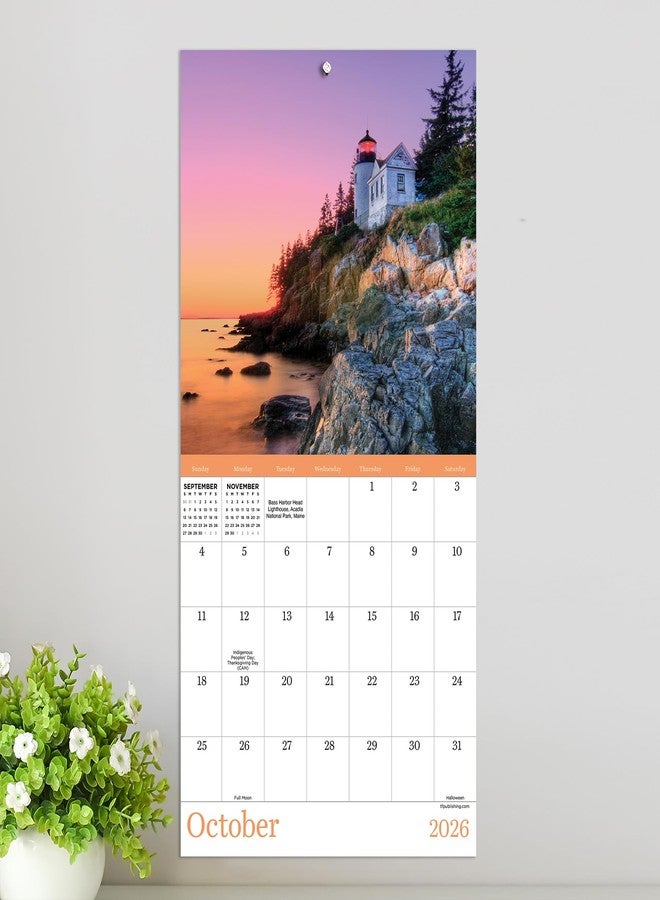 TF Publishing 2026 Lighthouses Mini Calendar with Monthly Grids for Appointments and Scheduling - Vertical Small Wall Calendar 2026 with Premium Gloss Paper for Home and Office Organization - 7x7in - Image 4