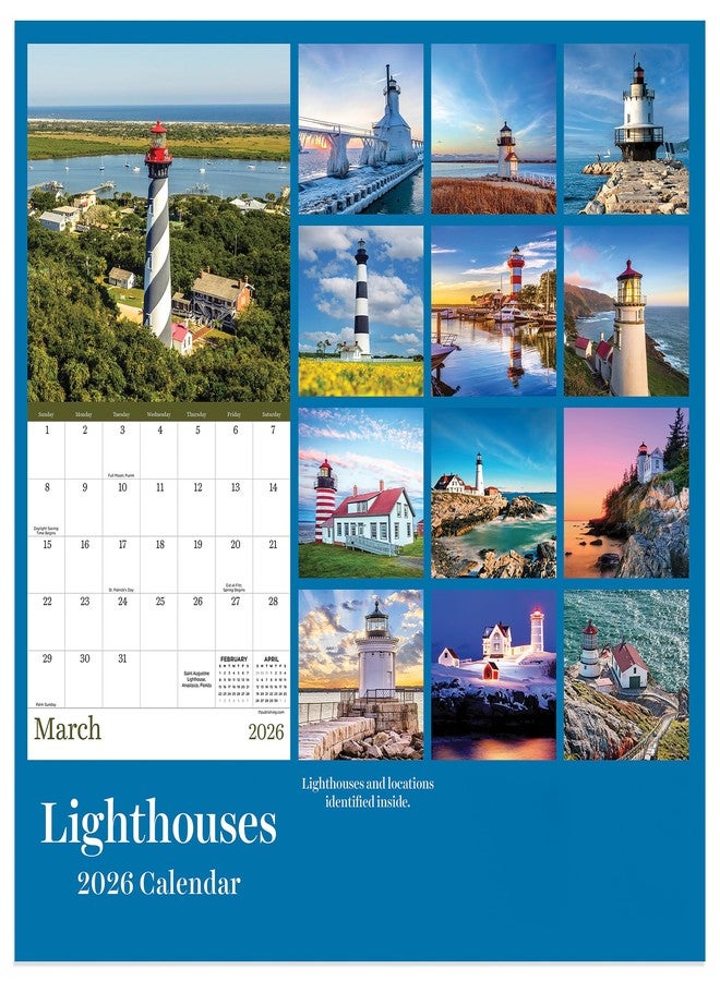 TF Publishing 2026 Lighthouses Mini Calendar with Monthly Grids for Appointments and Scheduling - Vertical Small Wall Calendar 2026 with Premium Gloss Paper for Home and Office Organization - 7x7in - Image 3