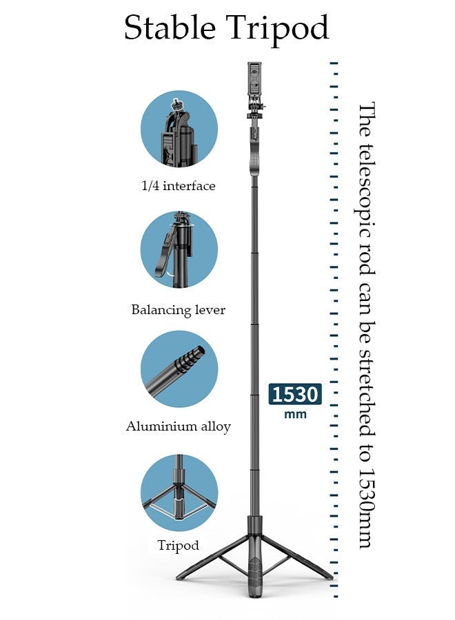 DUNISO Selfie Stick, All-in-1 Extendable Cell Phone Tripod Stand,360° Rotate Phone Tripod with Wireless Remote Shutter,Group Selfies/Live Streaming/Video Recording Compatible with All Cellphones - Image 2