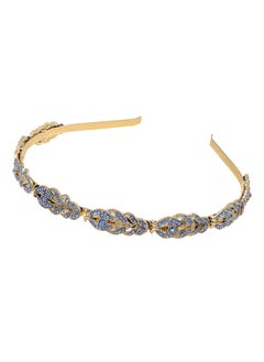 Oriamour Oriamour Flower Design Rhinestone Crystal Wedding Headband Bridal Headpieces Simple Design Bridal Headband Bronze Blue 