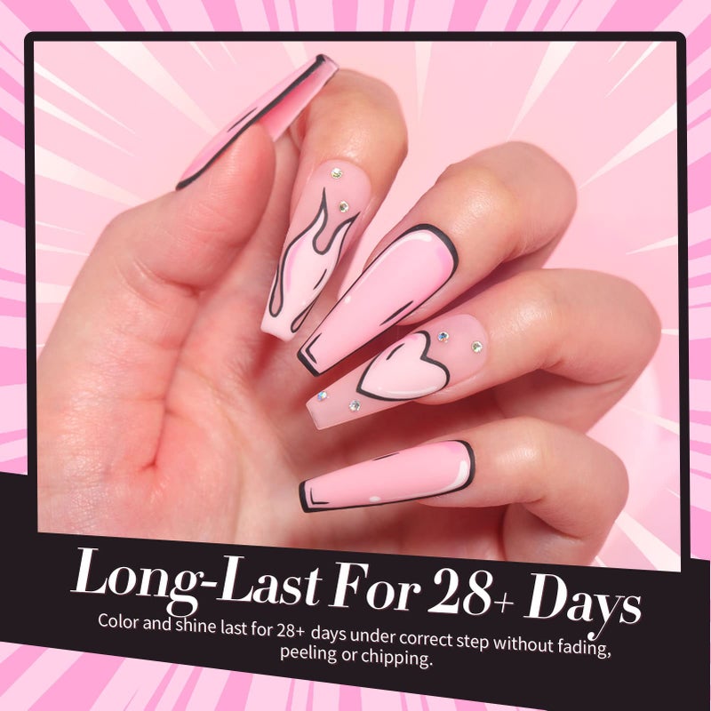 Born Pretty Pink Gel Nail Polish Set 6 Colors Sweet Lovely Nude Pink White Colors Nail Art DIY Manicure Salon Home 7ML - Image 3