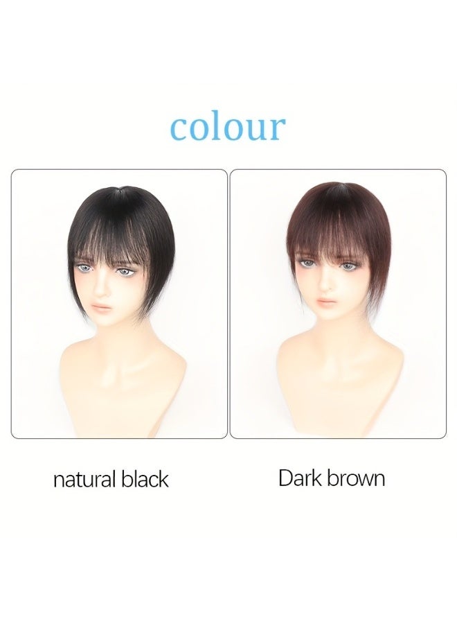 إستيل شعر مستعار غير مرئي للنساء من شعر الإنسان - شعر مستعار مستقيم وخفيف الوزن وقابل للتهوية مع غرة لمظهر أكثر امتلاءً، وصلة شعر أسود طبيعي - Image 4