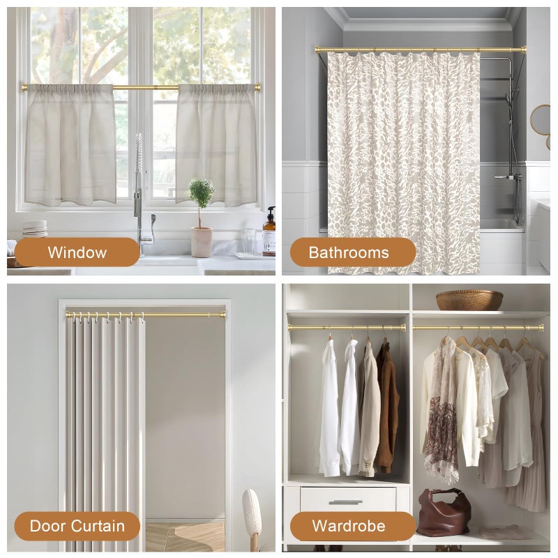 AIZESI Gold Tension Curtain Rod 30-63Inch 1PCS,Spring Tension Rod No Drilling Non-Slip Adjustable Tension Curtain Rod,Spring Loaded Rod Extendable Tension Rod For Windows Doorway Bedroom - Image 5