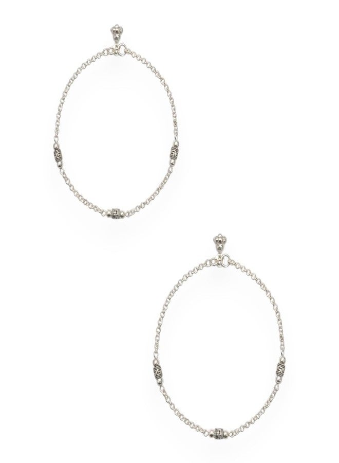 ACCESSHER Women's & Girls Traditional Oxidised Silver-Tone Charm Anklet Pair with Box Chain & Ghungroo Payal, Pajeb, Ankle & Leg Chain Foot Jewellery for Gift - Image 1