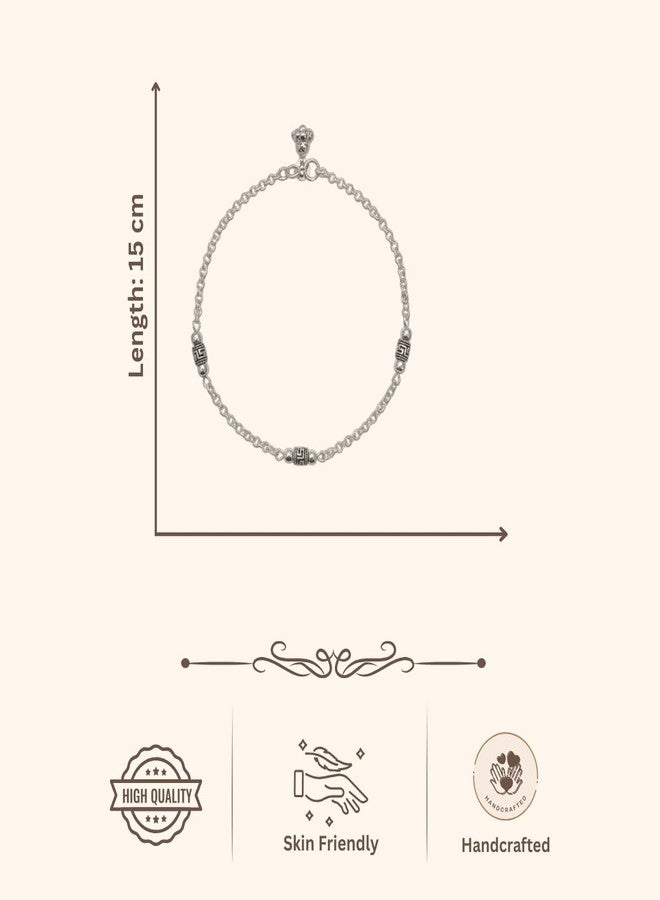 ACCESSHER Women's & Girls Traditional Oxidised Silver-Tone Charm Anklet Pair with Box Chain & Ghungroo Payal, Pajeb, Ankle & Leg Chain Foot Jewellery for Gift - Image 5