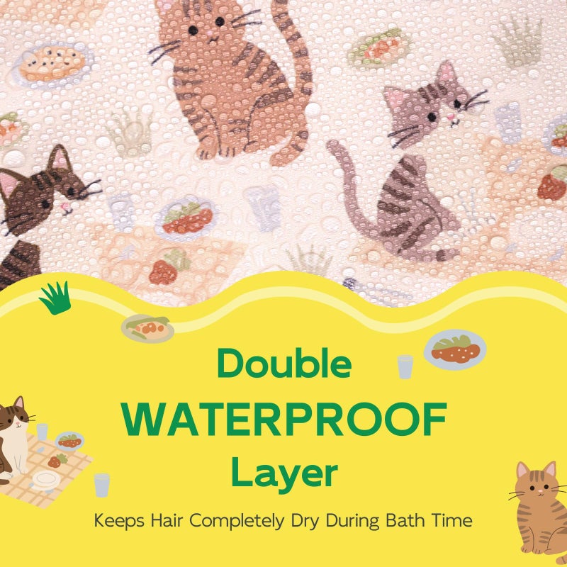Years calm Kids Shower Cap, Waterproof Reusable Cartoon Bath Cap with Double Layers & Soft Elastic Band, Washable shower cap for kids, Great for Daily Bath - Image 3