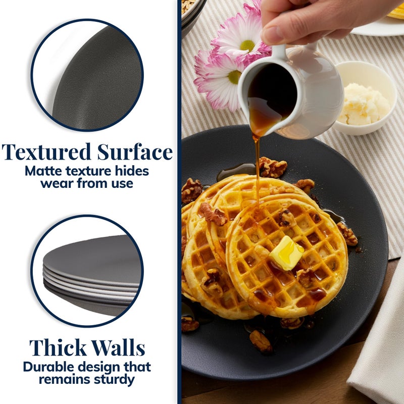 US Acrylic Everest Ultra-Durable Plastic 10 inch Dinner Plates in Grey Stone | Set of 6 Reusable, BPA-Free, Made in the USA, Dishwasher Safe Dinnerware - Image 4