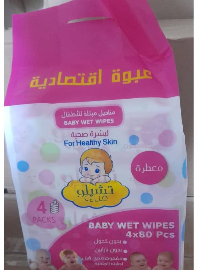 Cello Wet wipes for healthy skin  Scented 4*80
