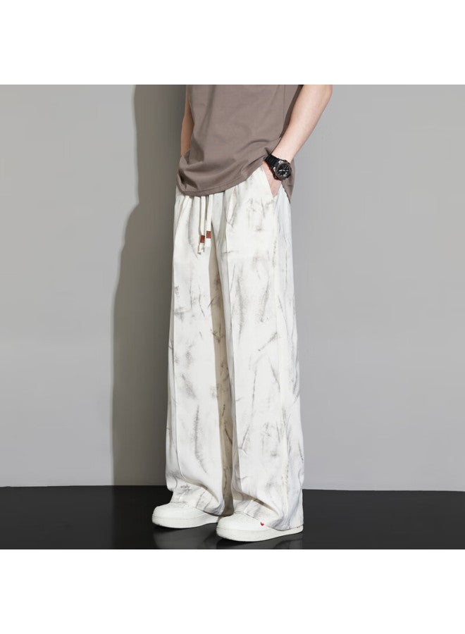 Homlean Men's American Style Casual Pants Autumn Winter Loose Straight-leg Distressed Sweatpants Hl75 Khaki XL - Image 5