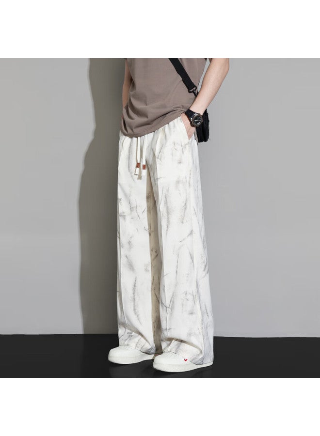 Homlean Men's American Style Casual Pants Autumn Winter Loose Straight-leg Distressed Sweatpants Hl75 Khaki XL - Image 3