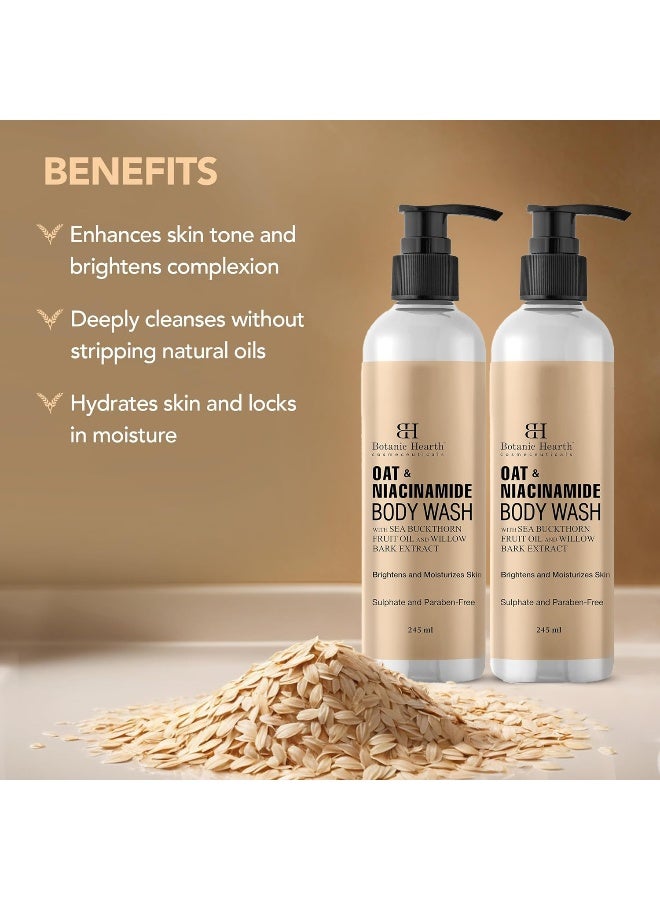 Botanic Hearth Oat & Niacinamide Body Wash Pack of 2 | 245ml Each | Moisturizing & Skin Brightening | Evens Skin Tone & Reduces Dark Spots | Sulfate & Paraben Free | For Women & Men - Image 4