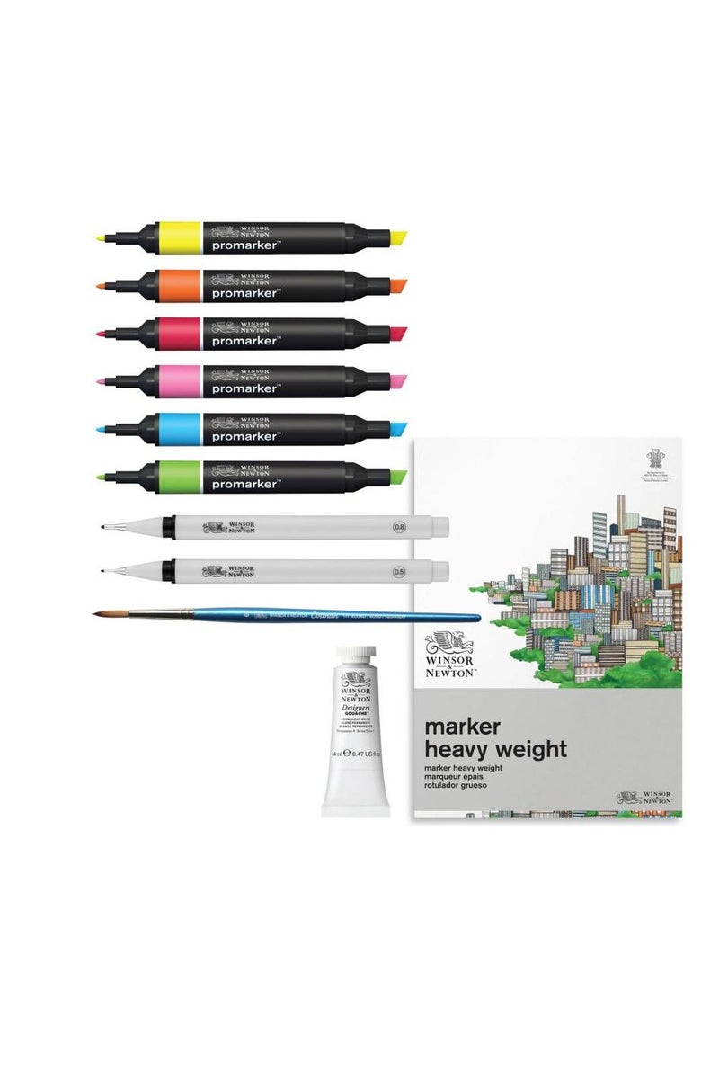 WINSOR & NEWTON Mixed Media Illustration Graphic Art Marker Assorted Color Twin Tip  - Image 2