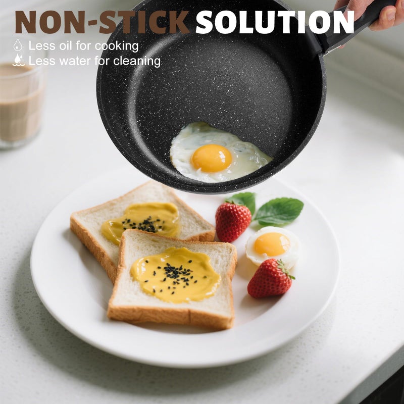 Numola 10 pcs Pots and Pan Set Non Stick with Detachable Handle, Ceramic Cookware Set for Stackable, Induction Kitchen Cookware Set for RV, Dishwasher ï¼† Oven Safe, Black - Image 5