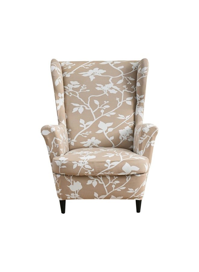 Eco-Ancheng Wingback Chair Slipcover 2 Piece Slipcovers for Wingback Chairs Jacquard Wingback Chair Covers Washable Furniture Protector with Elastic Bottom for Living Room Wingback Chairs,L17 - Image 1