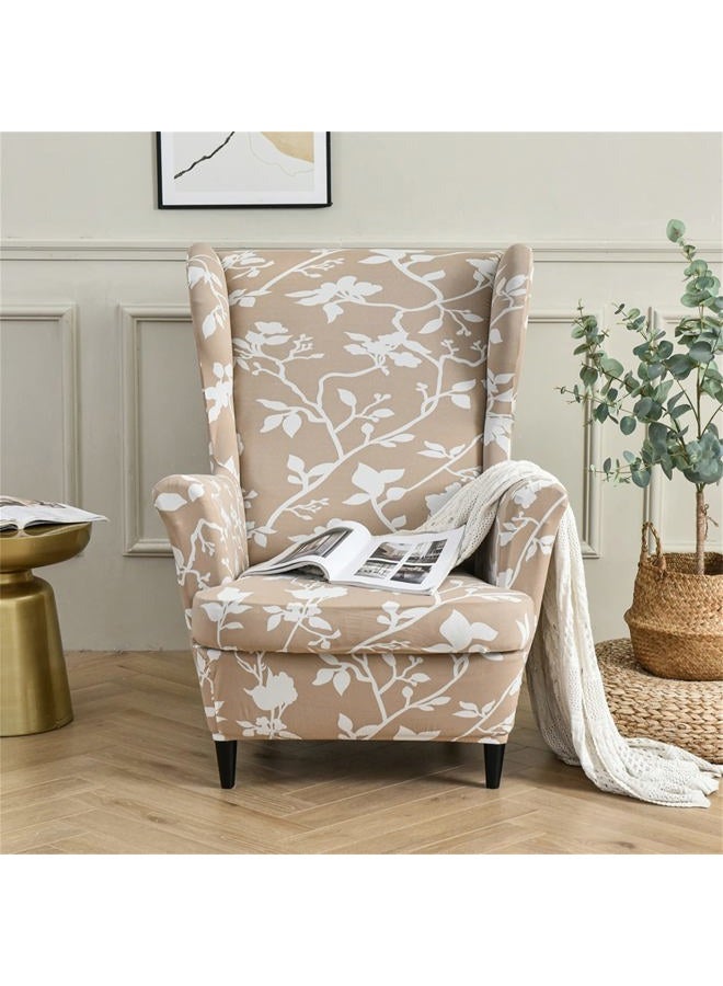 Eco-Ancheng Wingback Chair Slipcover 2 Piece Slipcovers for Wingback Chairs Jacquard Wingback Chair Covers Washable Furniture Protector with Elastic Bottom for Living Room Wingback Chairs,L17 - Image 2