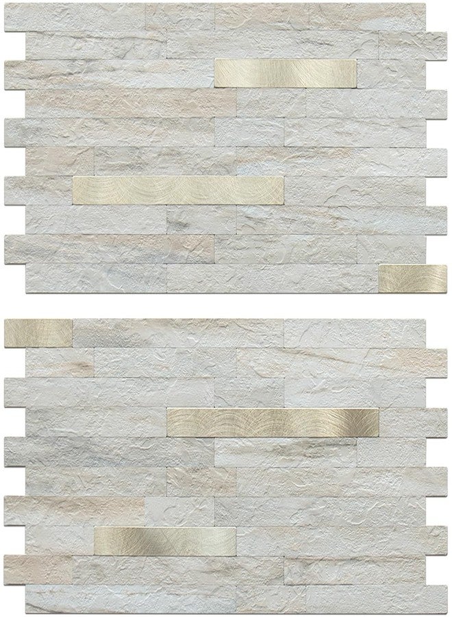 AULIGET 20 Sheets Faux Stone Peel and Stick Backsplash, Beige Marble Look PVC Wall Tile Stick on Backsplash for Kitchen and Bathroom - Image 1