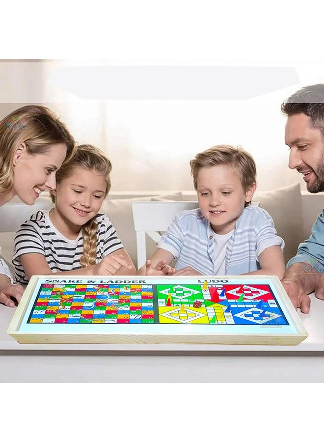 VGRASSP 24 Inch Large 3 in 1 Sling Puck, Ludo, Snake & Ladder Game Toy for Kids & Adults - Solid Pine Wood Structure, 2-4 Players Game - Enjoy Family & Party Time (24 Inch Random Design) - Image 5