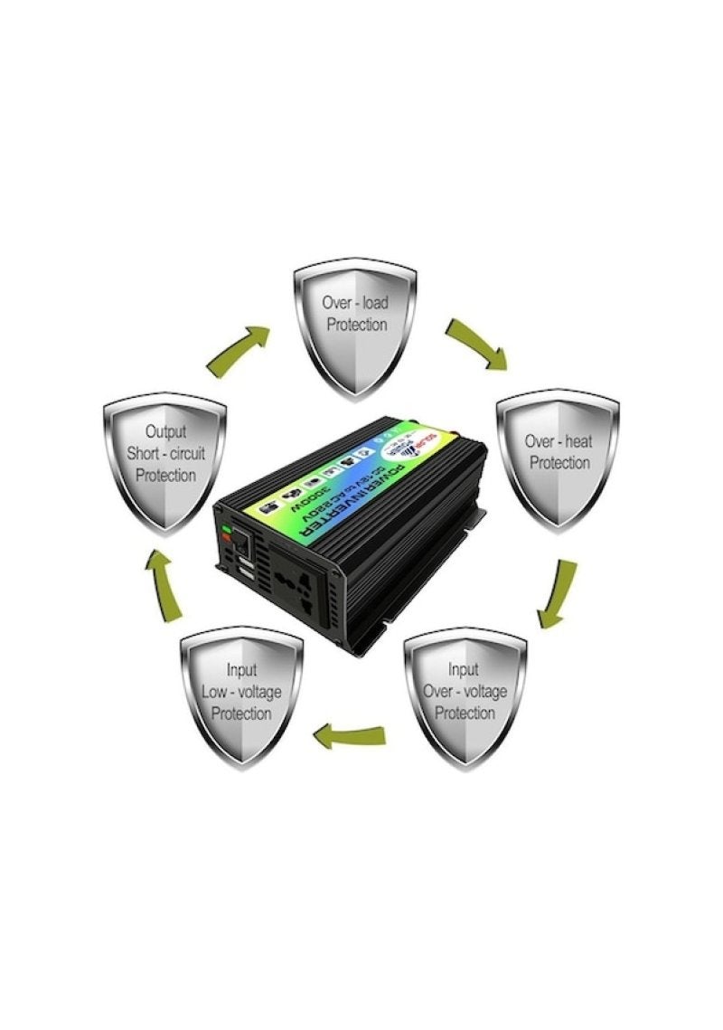12V to 220V/110V300W household power conversion car inverter dual USB Black - Image 3