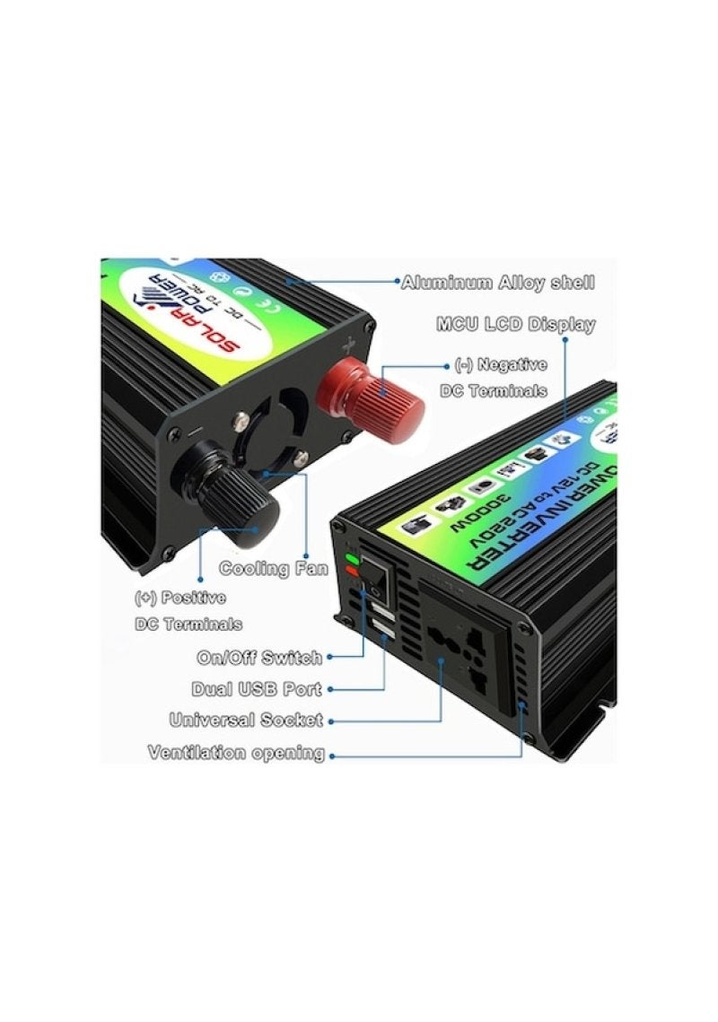 12V to 220V/110V300W household power conversion car inverter dual USB Black - Image 4