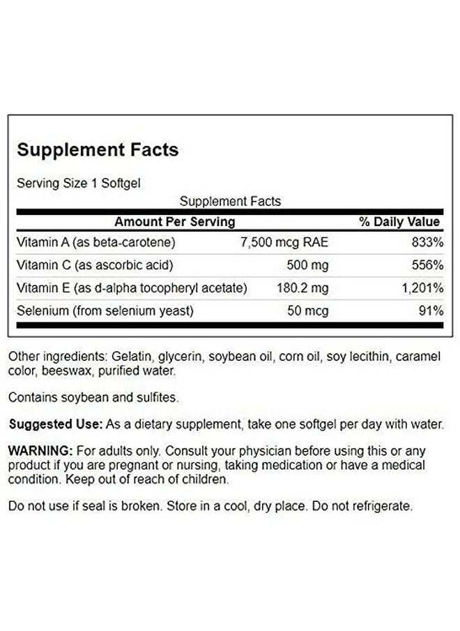 Vitamins A C E & Selenium (Aces) Promotes Cellular Health & Immune Support Supports Natural Defensive Nourishment (60 Softgels)