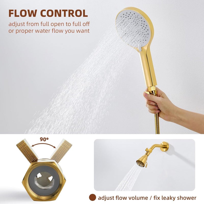 Angle Simple Brass Water Flow Control Valve - Gold Shut Off Valve for Handheld Shower and Bidet Sprayer - Image 5
