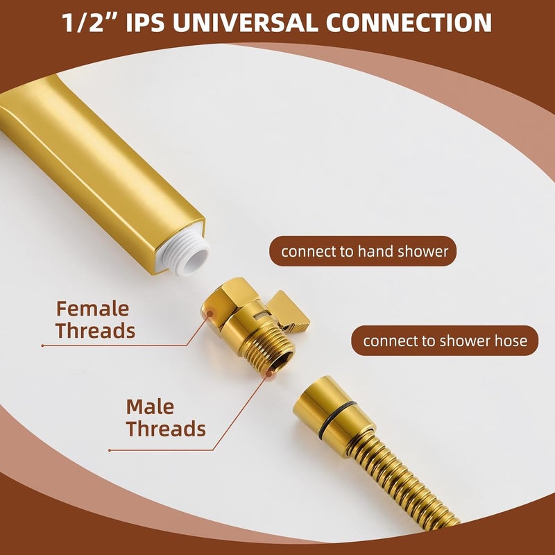 Angle Simple Brass Water Flow Control Valve - Gold Shut Off Valve for Handheld Shower and Bidet Sprayer - Image 3