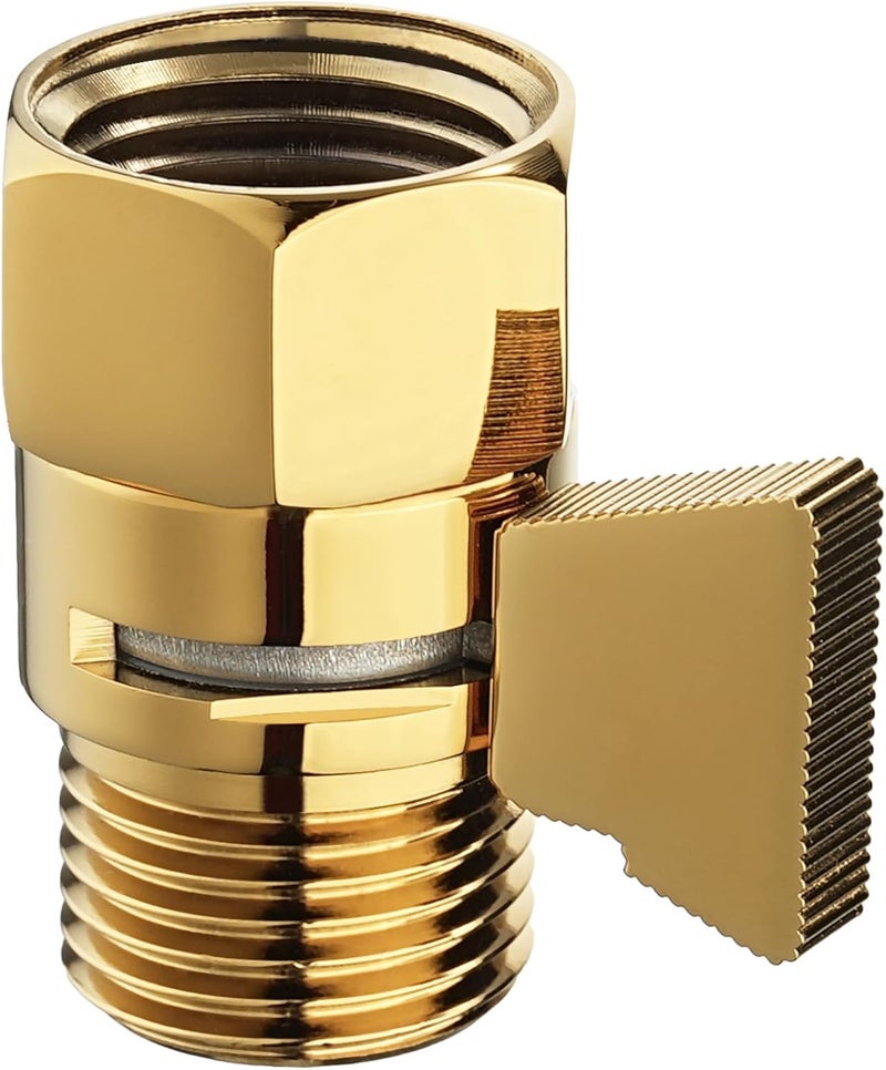Angle Simple Brass Water Flow Control Valve - Gold Shut Off Valve for Handheld Shower and Bidet Sprayer - Image 1