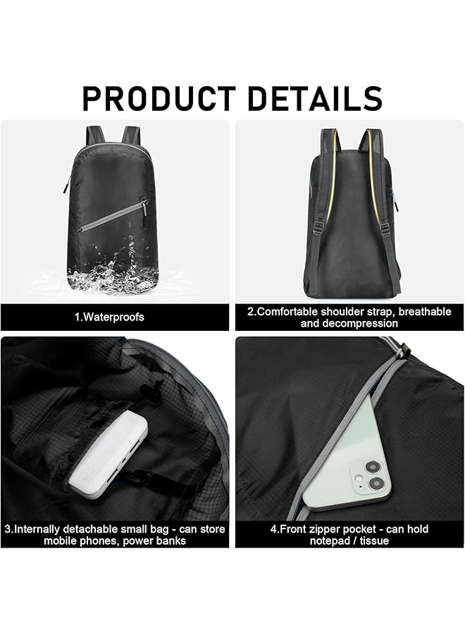 KASTWAVE 2 Pack Foldable Lightweight Backpack for Men and Women Packable Hiking Rucksack with Multiple Pockets Compact and Durable Outdoor Bag for Camping School and Sports - Image 4