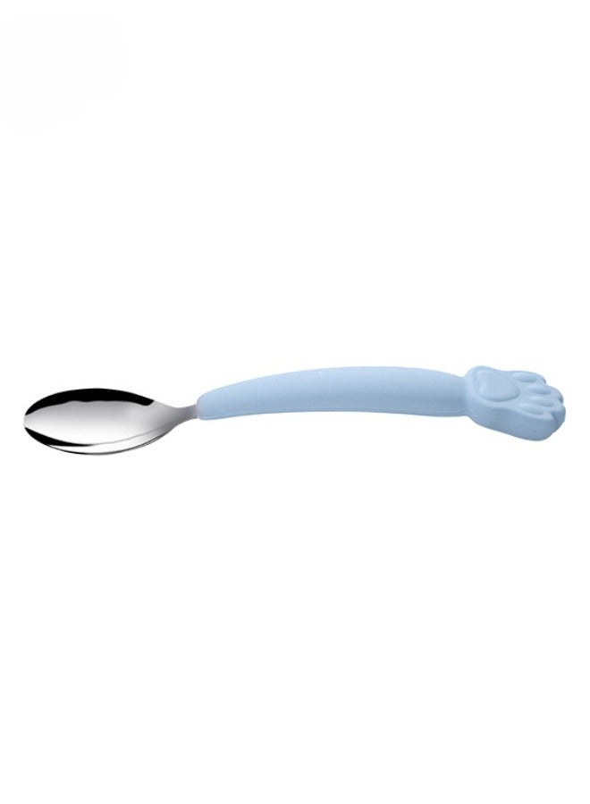 Blue children's stainless steel long handle spoon - Image 1