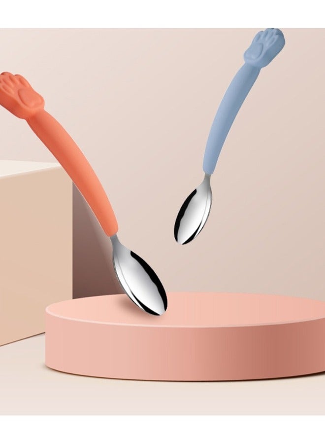 Blue children's stainless steel long handle spoon - Image 3