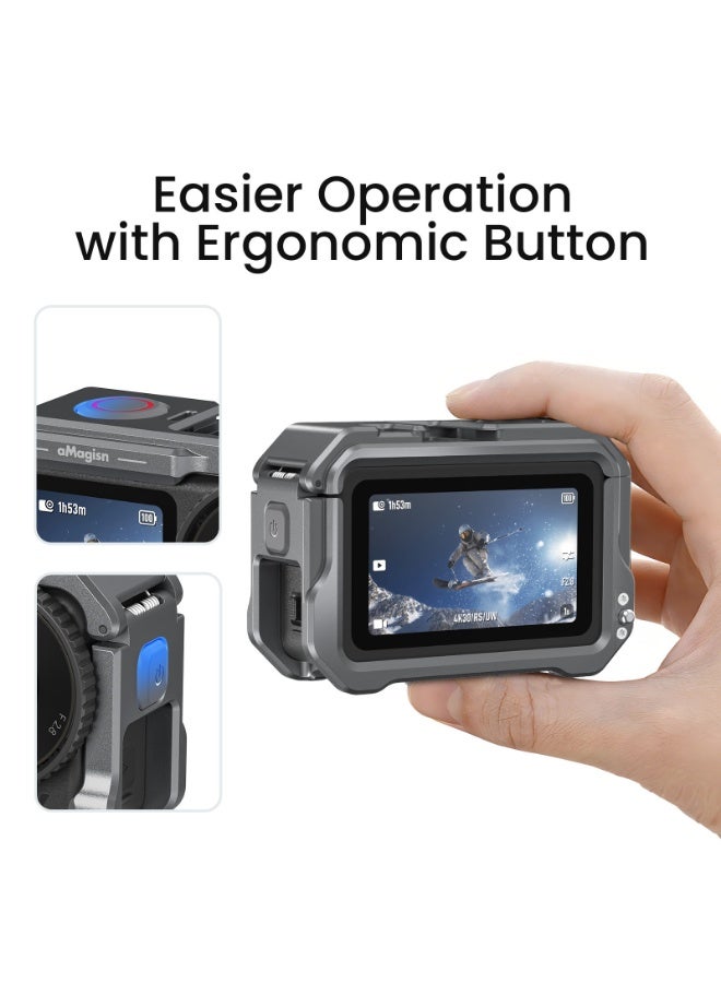aMagisn Metal Protective Frame for DJI Osmo Action 6, Quick Release Cage with Cold Shoe, Horizontal & Vertical Mount, Action Camera Case - Image 5
