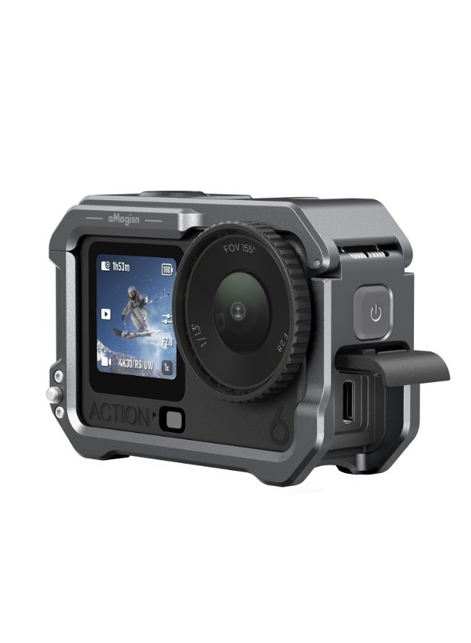 aMagisn Metal Protective Frame for DJI Osmo Action 6, Quick Release Cage with Cold Shoe, Horizontal & Vertical Mount, Action Camera Case - Image 1