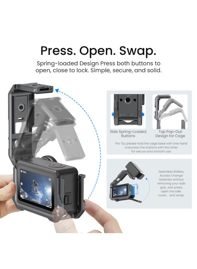 aMagisn Metal Protective Frame for DJI Osmo Action 6, Quick Release Cage with Cold Shoe, Horizontal & Vertical Mount, Action Camera Case - Image 3