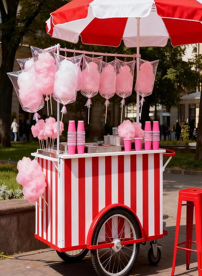 Yexiya 300 Pcs Cotton Candy Bags with Ties and Sticks, 11.8x17.7 Inch Large Clear Cotton Candy Bags Cones Sticks Supplies for Marshmallow Carnivals Christmas Party(White) - Image 3