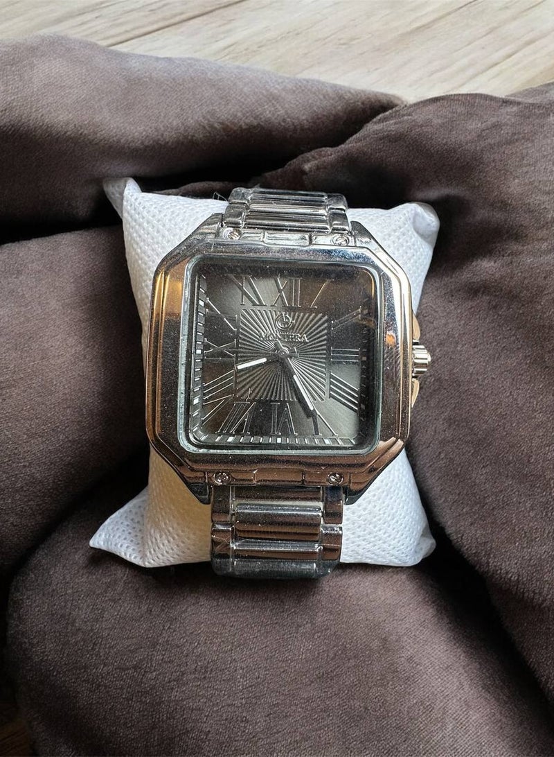 مونتيرا ساعة يد نسائية - وجه رمادي مربع مع سوار معدني - Image 1