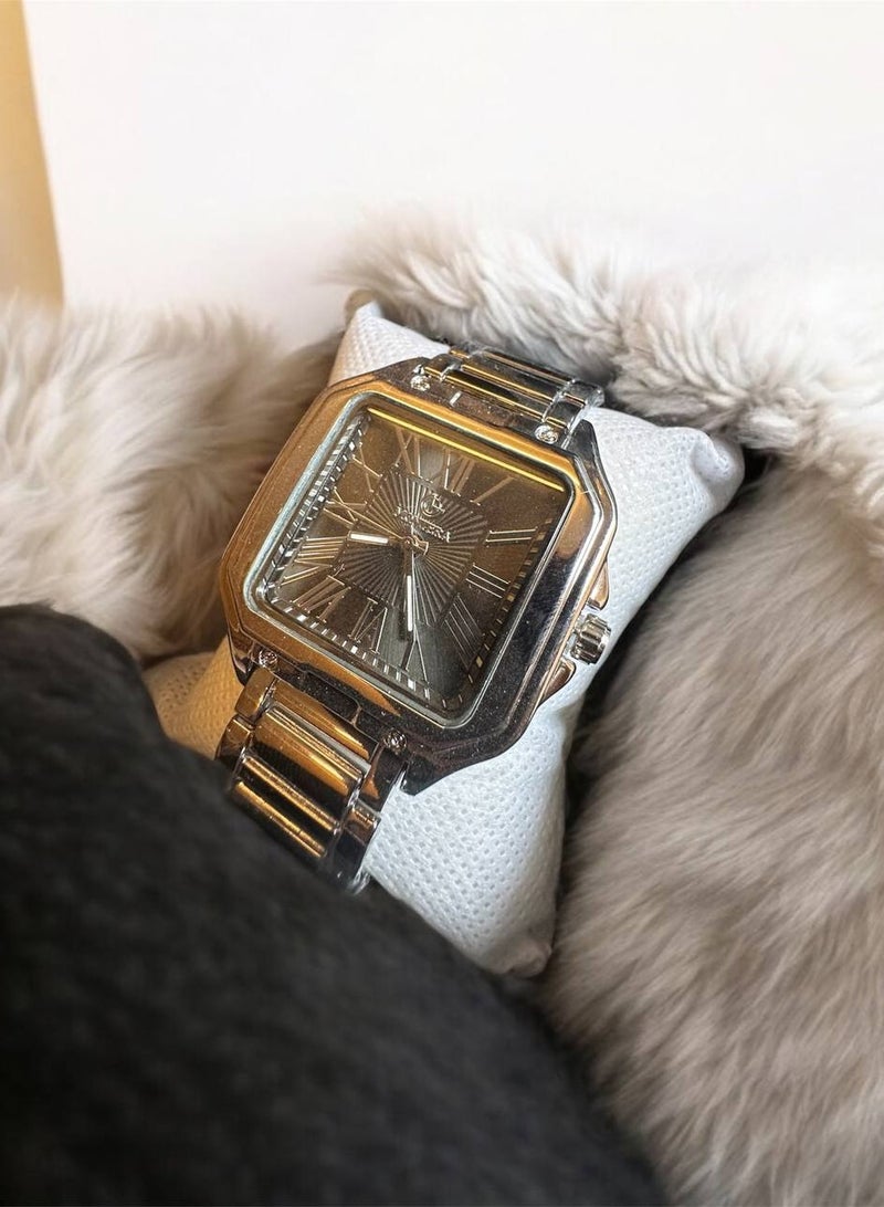 مونتيرا ساعة يد نسائية - وجه رمادي مربع مع سوار معدني - Image 2