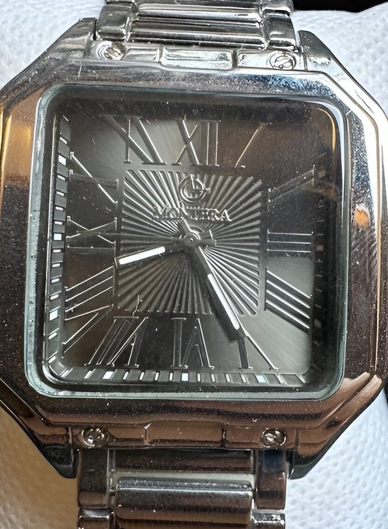 مونتيرا ساعة يد نسائية - وجه رمادي مربع مع سوار معدني - Image 4