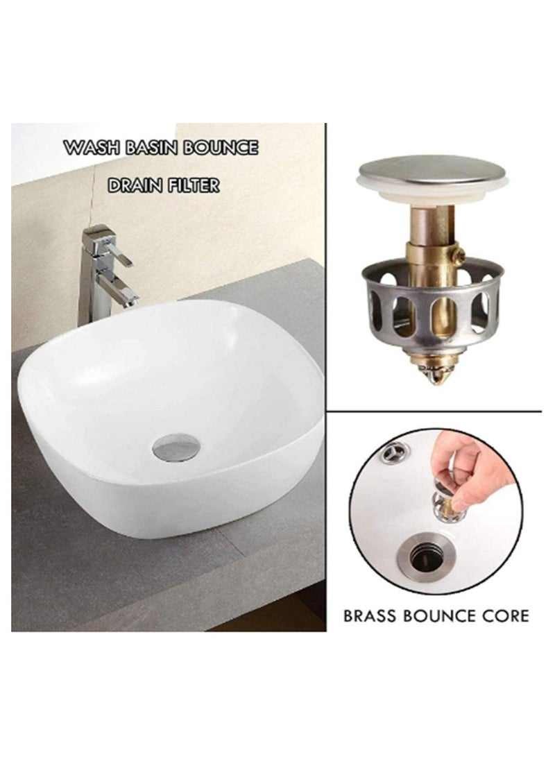 SYOSI 4PCS Pop Up Sink Stopper, Stainless Steel Universal Wash Basin Bounce Drain Filter Built-In Anti-Clogging Strainer Plumbing Fixture for Clog Prevention for Kitchen and Bathtub Stopper Replacement  - Image 3