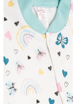 Breeze Baby Girl Booties Jumpsuit Spring Themed Butterfly Pattern 0-3 Months-6 Months, Ecru  - Image 1