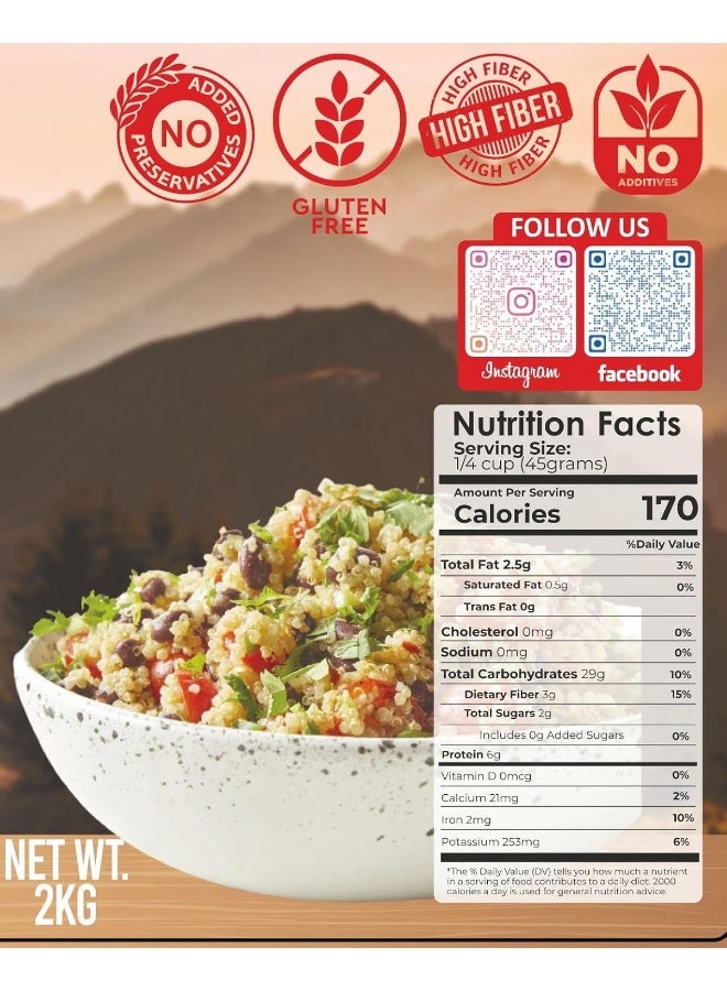 American Harvest Natural White Quinoa In Jar 2Kg | Gluten Free | Superfood - Image 2