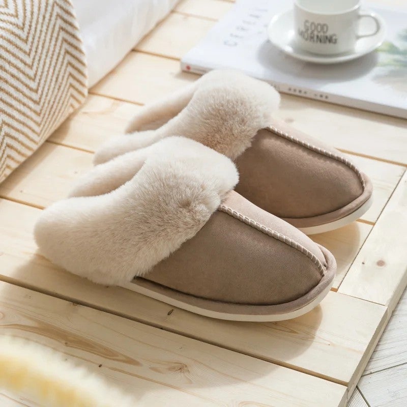 Y&D Autumn Winter Suede Home Warm slippers Men and Women Fur Slippers Plush Slippers - Image 5