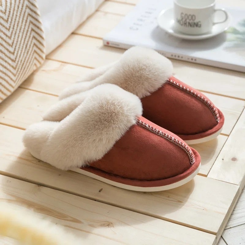 Y&D Autumn Winter Suede Home Warm slippers Men and Women Fur Slippers Plush Slippers - Image 1