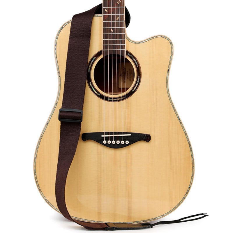 CC CAIHONG Guitar Strap, Bass Guitar Straps Acoustic Electric Woven Simple Leather Ends Adjustable Vintage with Pick Pocket - Brown - Image 5