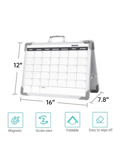 KASTWAVE Magnetic Dry Erase Whiteboard, Small Double Sided Magnetic Whiteboard, Desktop Vertical Portable Folding White Board for Kids Writing, School Office Teaching Bulletin Board  - Image 5