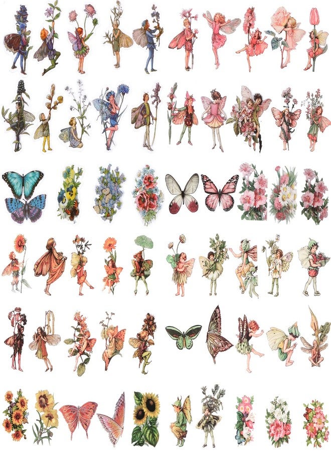 BENOSPACE 180 PCS Fairy Stickers Vintage Butterfly Flower Plant Scrapbooking Sticker Transparent Botanical Aesthetic Supplies for DIY Craft Diary Planner Bullet Journaling Card Making Hand Ledger - Image 1