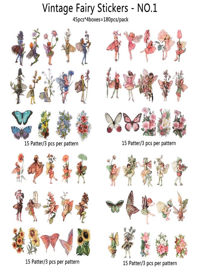 BENOSPACE 180 PCS Fairy Stickers Vintage Butterfly Flower Plant Scrapbooking Sticker Transparent Botanical Aesthetic Supplies for DIY Craft Diary Planner Bullet Journaling Card Making Hand Ledger - Image 2