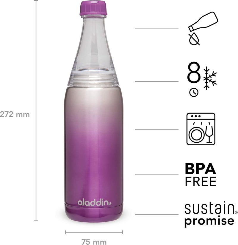 Aladdin Fresco Twist & Go Thermavac™ Stainless Steel Water Bottle 0.6L Purple - Leakproof and Insulated - Image 3