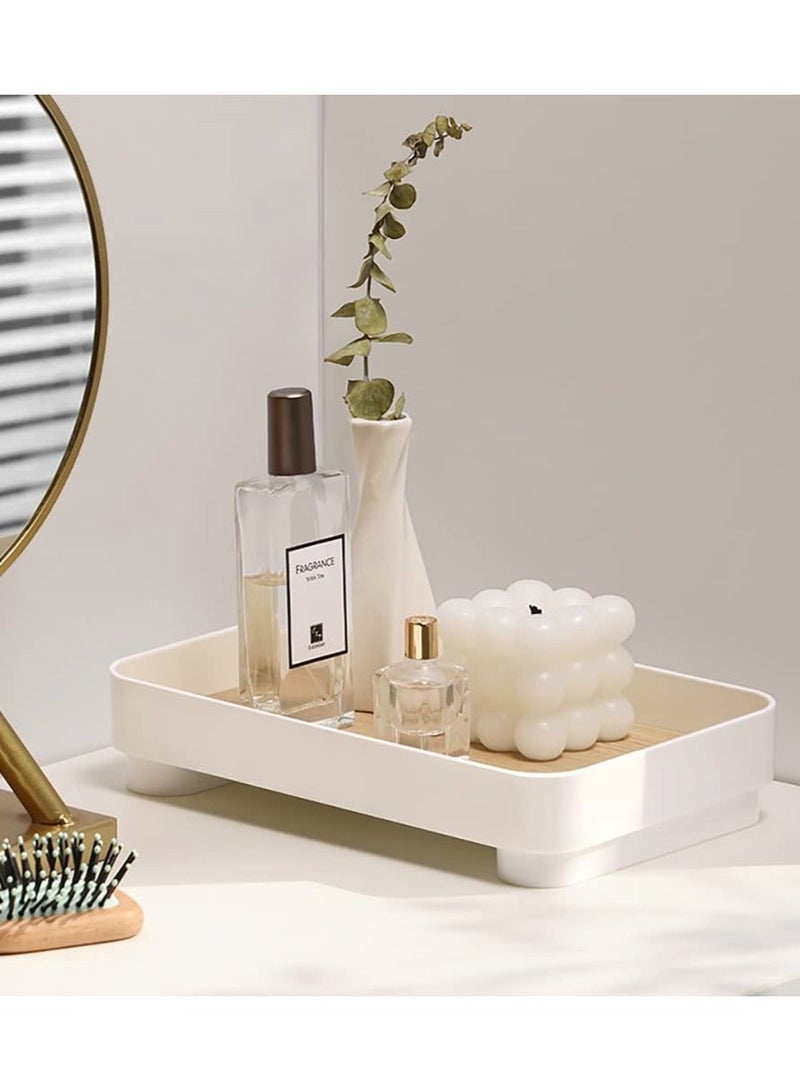 والالا صينية حمام، صينية زينة مستطيلة بيضاء، منظم تخزين، صينية صغيرة لخزانة الملابس، طاولة عطور، صينية تقديم 24*15 سم - Image 2
